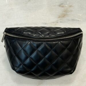 AUTHENTIC CHANEL Calfskin Quilted Uniform Waist Belt Bag Black